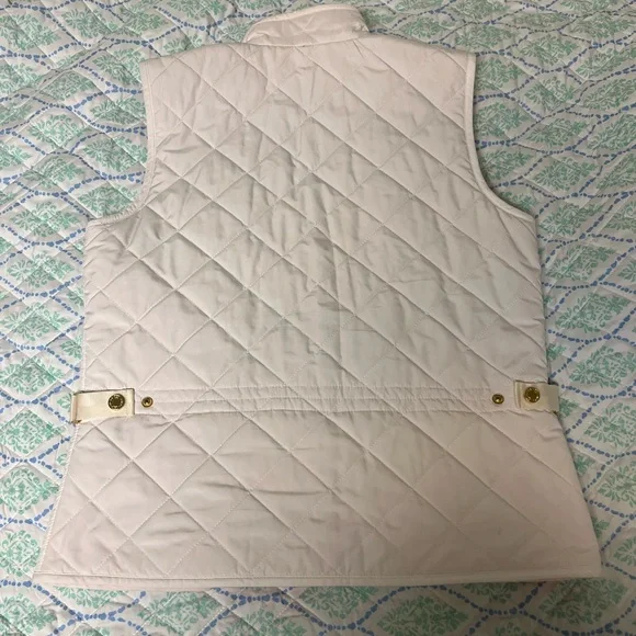 Ralph Lauren Vest- White‎ Quilted Orange Lining Full Zip Women Medium - Picture 2 of 13